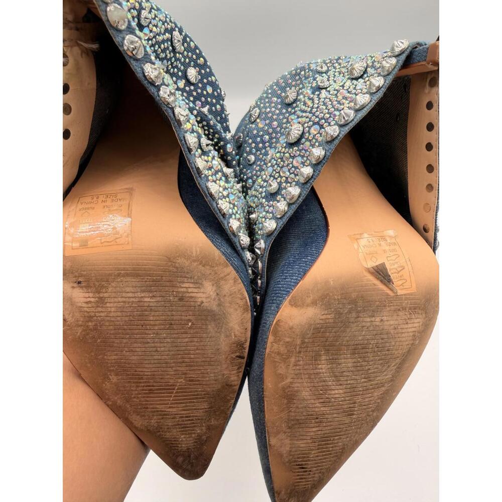 AZALEA WANG Denim studded rhinestone cowboy western bling Boots Sz. 8.5 - Picture 8 of 8